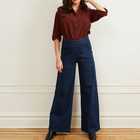 Loup Denim - Loup (M) Sabrina Wide Leg Jeans Dark Wash Made in USA Sustainable